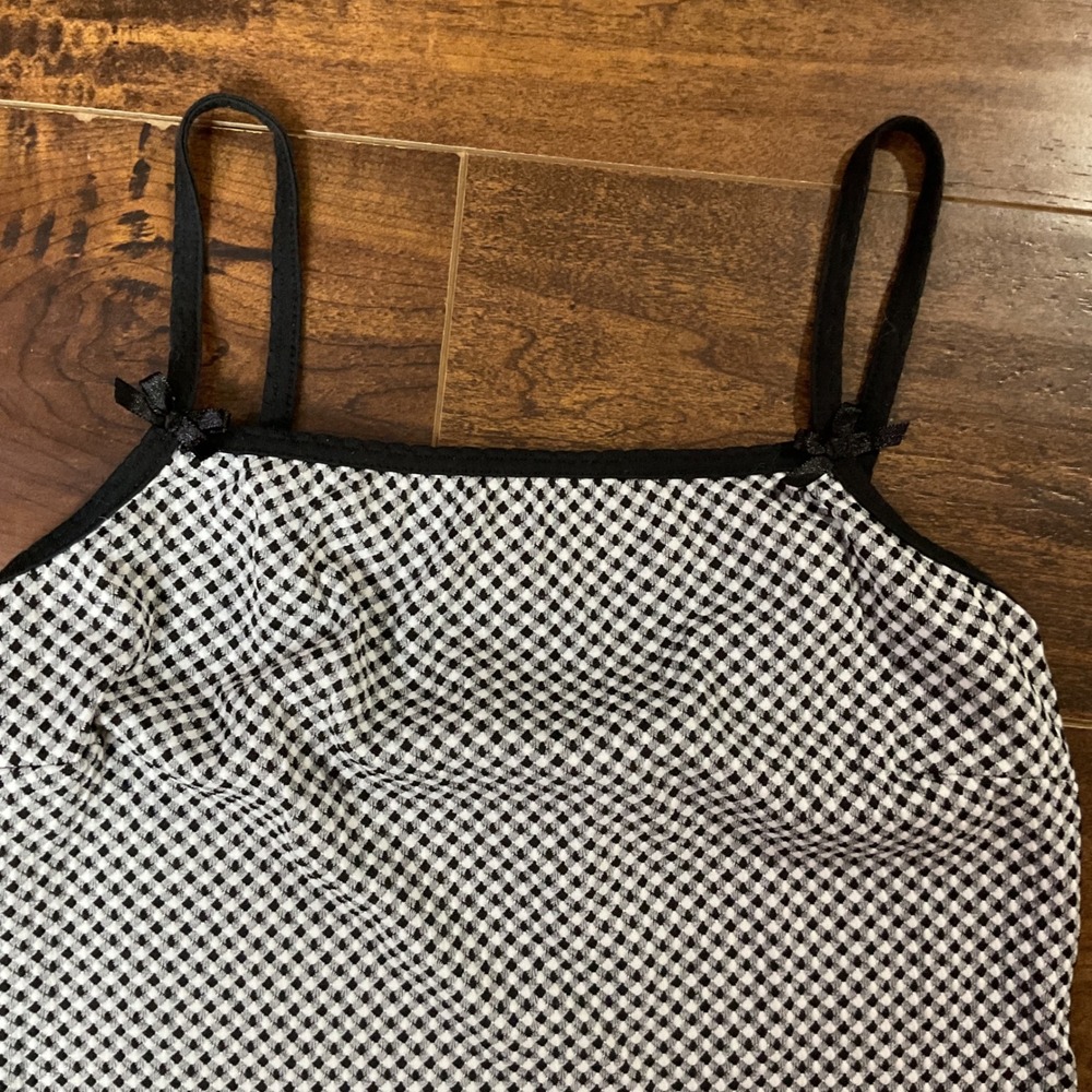 Wild Fable Gingham Mini Dress Black White Bow Straps XS Sleeveless A-Line